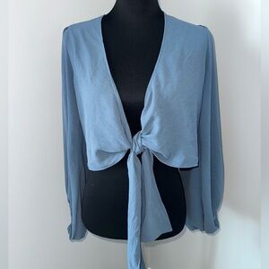 Altar'd State Blue Tie-Front Blouse